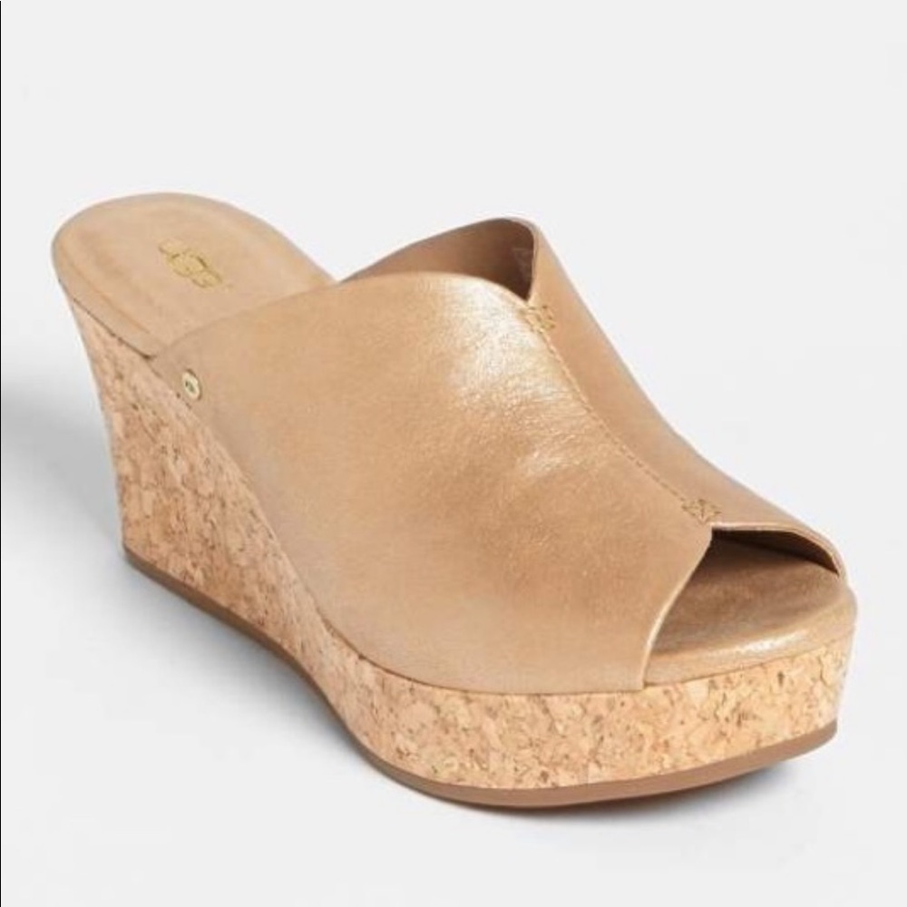 Ugg Gold Leather Wedge Slip On